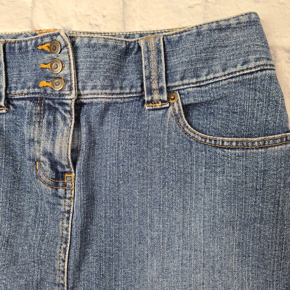 Ann Taylor Loft Denim Skirt Stretch Mini 3 Button Waistband size 6 - Picture 4 of 10